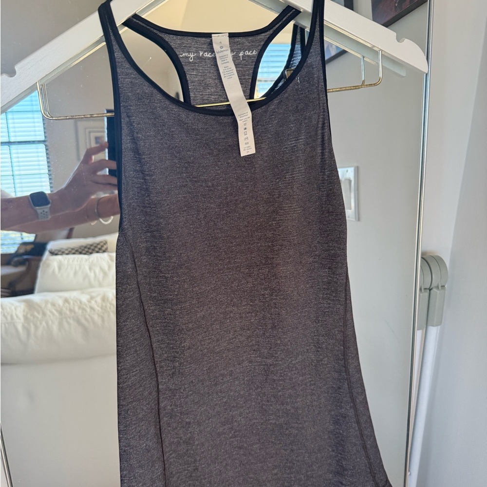Lululemon Athletica gray with black piping Tank Top